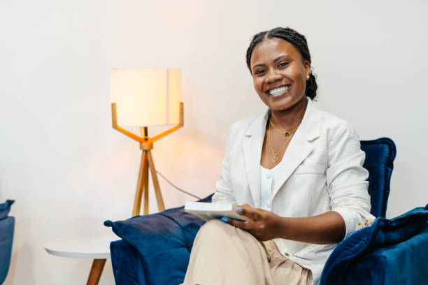 Mental health therapist awaits a client