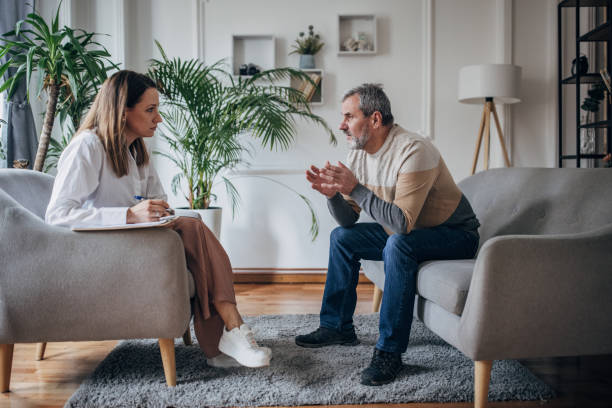 Adult with a mental health therapist